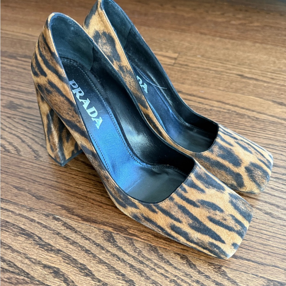 Prada Leopard Print Block Heels - Picture 3 of 6